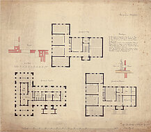 Grundrissplan zu einem Schulgebäude, Verfasser unbekannt, um 1866 © Stadtmuseum