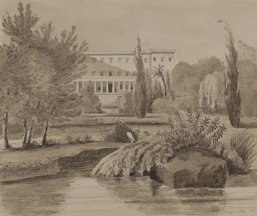 Skizzenbuch Dalwigk, Schlosspark Athen © Stadtmuseum Oldenburg
