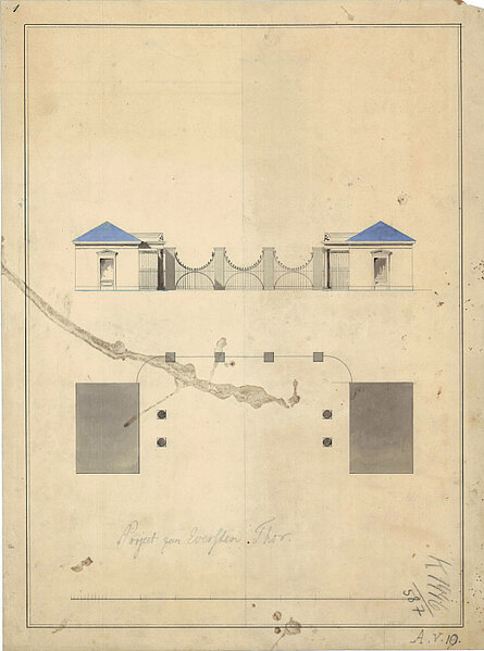 Carl Slevogt: "Projekt zur Anlegung eines Stadt-Thores im Eversten", um 1816 © Stadtmuseum