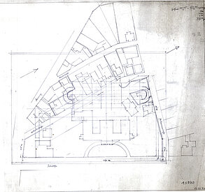 Horst Neidhardt: Rathausentwurf unter Verwendung des PFL-Hospitals an der Peterstraße, 1960 © Stadtmuseum