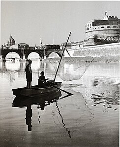 Herbert List, Fischer auf dem Tiber, sw-Fotografie, 1949