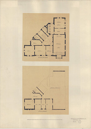 P. Engel: Grundrisse des dritten Obergeschosses und des Dachgeschosses, um 1885 © Stadtmuseum
