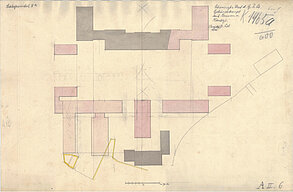 Lageplan eines Projekts zur Errichtung eines neuen Gebäudekomplexes am Schlossplatz mit Museum und Manege, um 1826. Verfasser unbekannt © Stadtmuseum