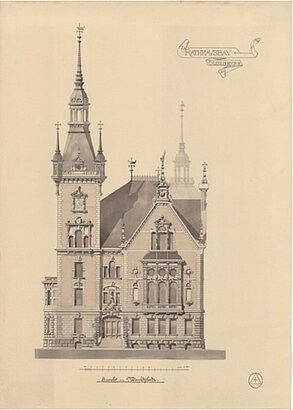 Detailreiche Ansicht vom Marktplatz, 1885. Verfasser unbekannt © Stadtmuseum