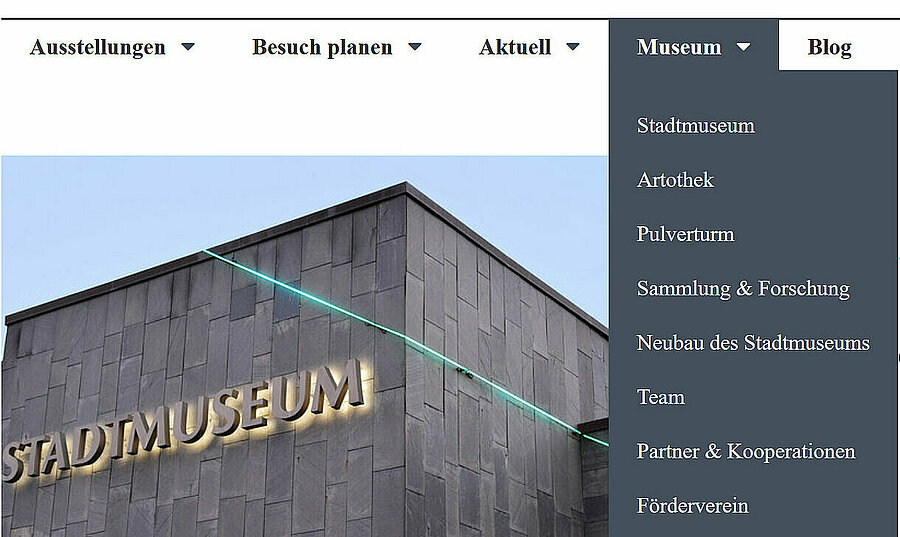 Menü-Bereich Museum © Stadtmuseum