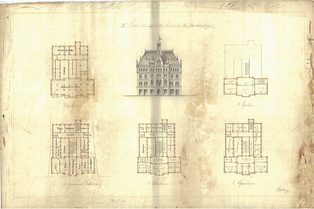 Georg Osthoff: "III. Rathaus an der Westseite des Marktplatzes", um 1883 © Stadtmuseum