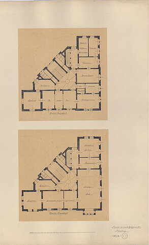 P. Engel: Grundrisse des ersten und zweiten Geschosses, um 1885 © Stadtmuseum