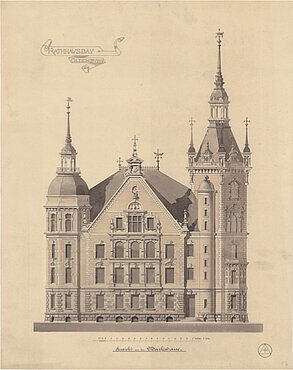 Detailreiche Ansicht von der Marktstraße, 1885. Verfasser unbekannt © Stadtmuseum