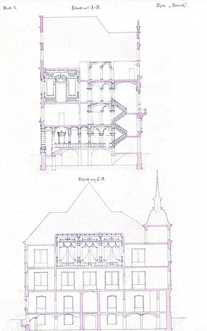 A. Grimm: Rathausneubau-Entwurf , Blatt V, um 1885 © Stadtmuseum