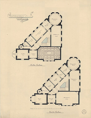 Grundrisszeichnungen vom zweiten und dritten Geschoss, 1885, Verfasser unbekannt © Stadtmuseum