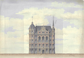 Georg Osthoff: Aquarellierte Ansicht vom Rathaus, 1883 © Stadtmuseum