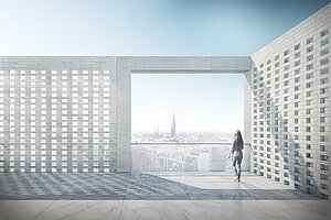 Visualisierung des Stadtmuseum-Neubaus, Dachterrasse © JN3N/GME