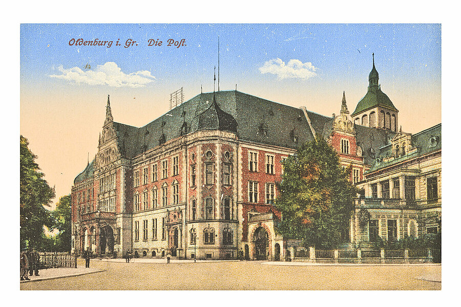 Motiv-Postkarte: Ansicht der Post. Bild: Stadtmuseum Oldenburg