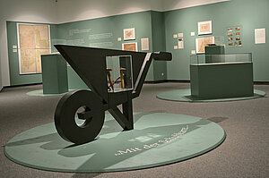 Schubkarren-Installation in der Ausstellung. Foto: Stadtmuseum