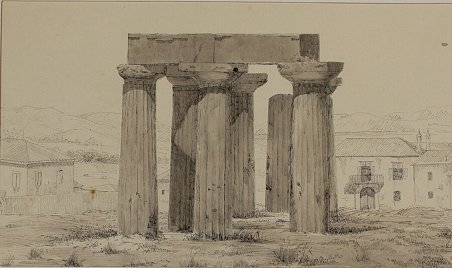 Skizzenbuch Dalwigk, Apollon-Tempel Korinth © Stadtmuseum Oldenburg