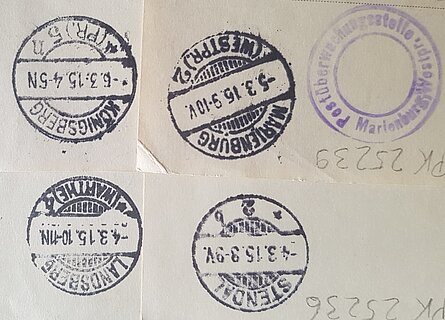 Briefe vom Truppentransport nach Ostpreußen, mit Stempel der Postüberwachungsstelle © Stadtmuseum