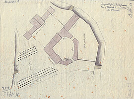 Lageplan eines Projekts zum Schlossumbau, um 1800. Verfasser unbekannt © Stadtmuseum
