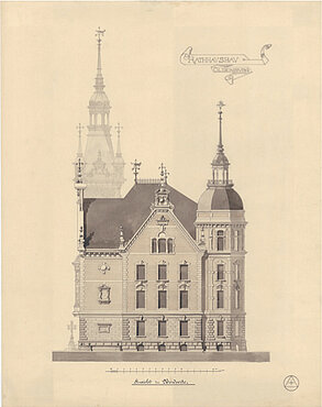 Detailreiche Ansicht von der Nordseite, 1885. Verfasser unbekannt © Stadtmuseum