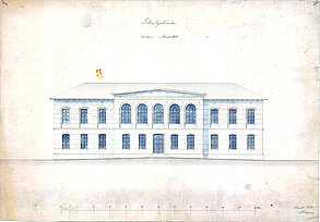Hero Diedrich Hillerns: Ansicht einer nicht ausgeführten "Höheren Bürgerschule" am Waffenplatz, 1850 © Stadtmuseum