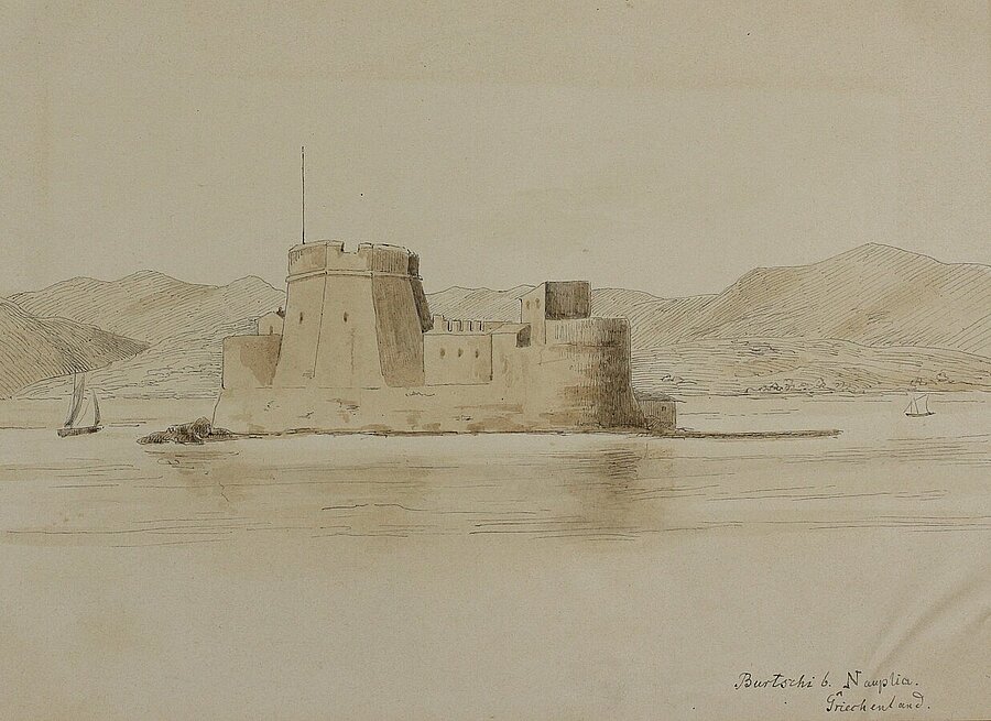 Skizzenbuch Dalwigk, Festung Bourtzi bei Nauplia © Stadtmuseum Oldenburg