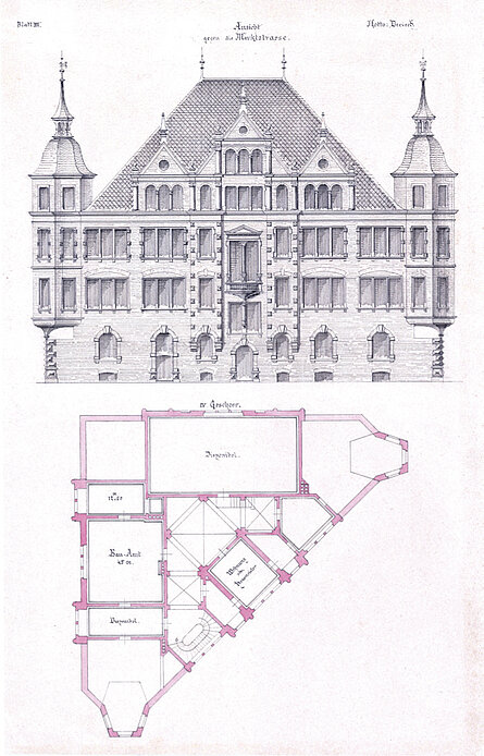 A. Grimm: Rathausneubau-Entwurf , Blatt III, um 1885 © Stadtmuseum
